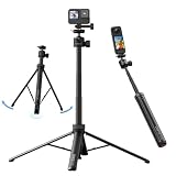 Ulanzi TT24 カメラ用三脚 自動開閉 片手で操作 自撮り棒 insta360 x5用 GoPro用三脚 pocket3用三脚 見えない自撮り棒 Cka クイックリリース三脚 146cm 7段階伸縮 三脚/一脚兼用 スマホ三脚 360度回転雲台 1/4ネジ 軽量 持ち運び便利 vlog ビデオ セルカ棒 折りたたみ TikTok/YouTube 撮影