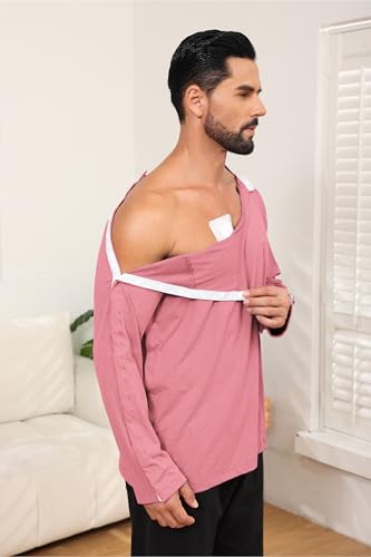 HORSSLE Post Shoulder Surgery Shirt, Comfy Wear After Surgery Shirts, Full Open Side Snap Chemo & Dialysis