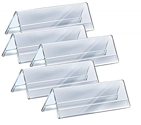 Decor Studio Acrylic Name Plate V Shape Double Sided Table Top Sign Holder Table & Desk Name Plate Display Stand for Office Table (6x2.5 Inches, Small Size) - Pack of 5 Pcs