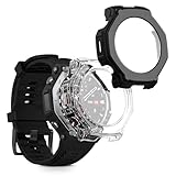 kwmobile 2x Custodia Rigida Smartwatch Compatibile con Amazfit T-Rex3 Pro 48mm Cover - Case Vetro Temperato Orologio Fitness - trasparente/nero