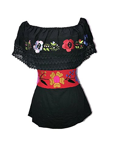 Traditional Mexican Embroidered Colorful Floral Belt