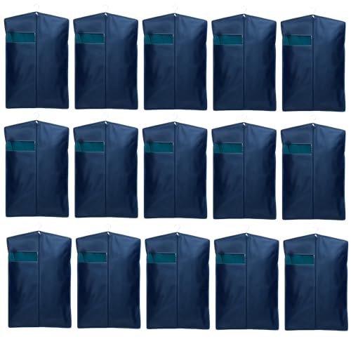 Image of Men's Coat & Blazer Cover | Fold-Over Rexin Garment Bag | Durable, Dustproof, Moisture-Proof Protector for Suits, Jackets & Formal Wear | Blue | Set of 15 | Height-36 inch
