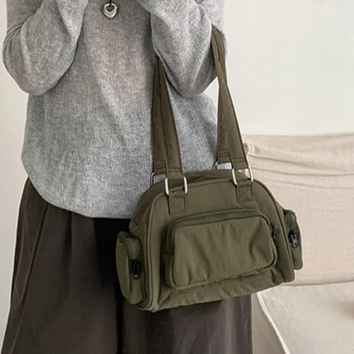 Sac à aisselles léger et grand sac à main noir en nylon multi-poches pour femme