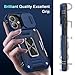 DEERLAMN Case for iPhone 17 6.3-Inch with Slide Camera Cover + Screen Protector (2 Packs), Rotated Ring Kickstand Military Grade Shockproof Protective Cover-Navy Blue