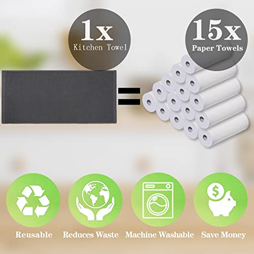 Cenebonxy 100% Cotton Waffle Weave Kitchen Towels, Soft And Absorbent Quick Drying Dish Towels For Kitchen, 13X28 Inches, 4-Pack, Dark Grey #TOP3