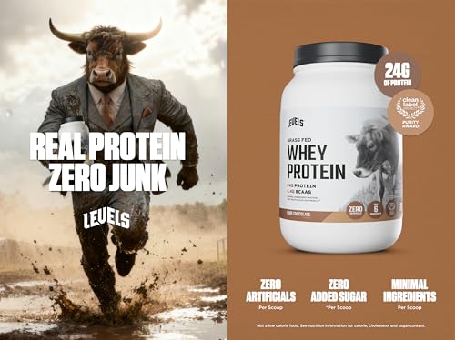 Image of Levels Grass Fed Whey Protein Powder, No Artificials, 24G of Protein, Pure Chocolate, 2LB