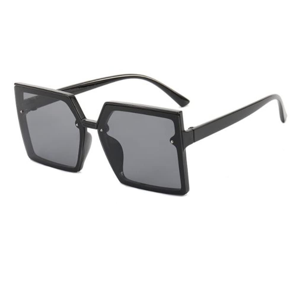 Square Copy Sunglasses Women and Men Big Frame Sunglasses UV Protection Sunglasses Bright Black Gray