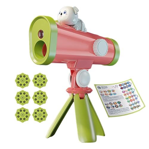 Proyector de linterna para niños - Manivela 2 en 1 | Proyector de cuentos con trípode y telescopio con zoom, juguete educativo para educación, cuentos, escuela, 1 juego, ABS