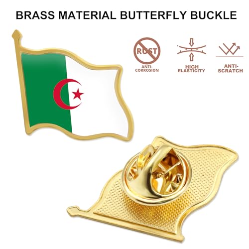 12/Pcs Algeria Flag Lapel Pins Bulk - Metal Algerian National Lapel Pin Brooch Badge Souvenir for Men Women Clothes Bags Hats by MIDLE - Image 2