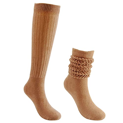Image of DOOVID Slouch Knee High Cotton Long Scrunch Boot Socks for Women