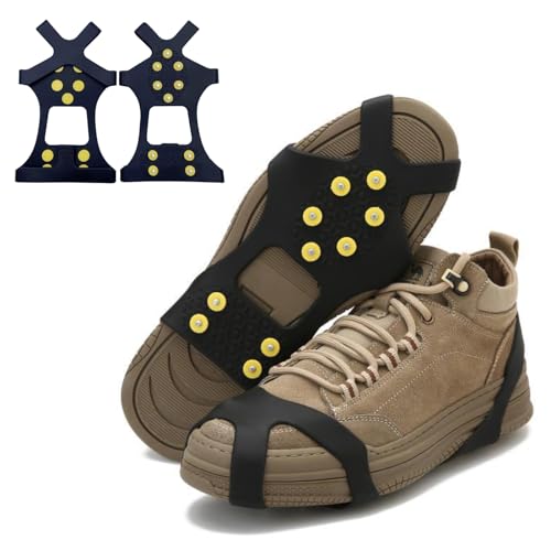 Ice Cleats Snow Traction Cleats Crampons for Shoe/Boots Non-Slip Overshoe for Walking on Snow/Ice Rubber Walking Cleats Anti Slip Crampons DJA27-03