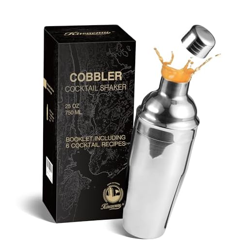 KITESSENSU Cobbler Cocktail Shaker - 24oz Martini Shaker with Strainer - Premium 18/8 Stainless Stee Drink Mixing Shaker with Recipes Booklet - Silver