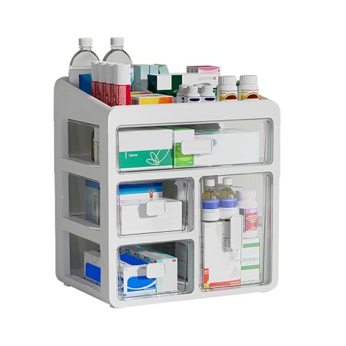 Nicoone Armario de botiquín casero, cajón de 4 niveles, caja de almacenamiento para medicamentos, caja de medicamentos para casa, oficina, Dorm Nicoone Armario de botiquín casero, cajón de 4 niveles, caja de almacenamiento para medicamentos, caja de medicamentos para casa, oficina, Dorm