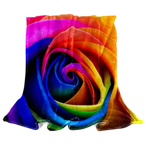 Plaid polaire fleur arc-en-ciel couverture douce à offrir pour chaises - 2