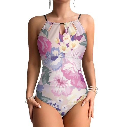 Maillots de bain une pièce femme fleurs aquarellées monokini contrôle ventre