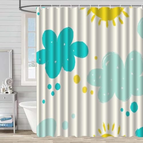 Rideau douche anti moisissure mignons imprimés 3D en tissu polyester imperméable