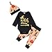 Produktbild Battnot Halloween Kostüm für Mädchen Säuglingsbaby Jungen Kleinkind Kinder Cosplay Buchstabe Drucken Spielanzug+Cartoon Hosen+Hat 3-teiliges Set Outfits, Halloween Kleidung 3 6 12 18 24 Monate