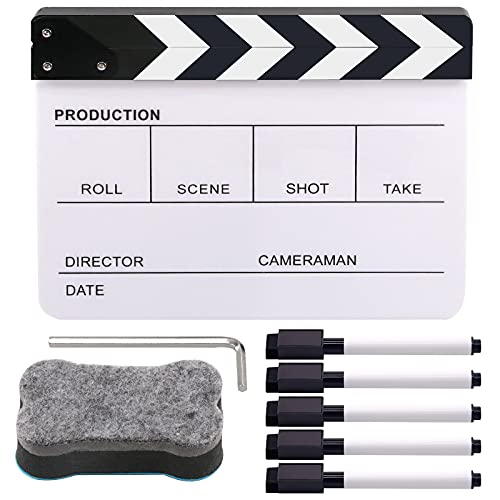 Clap de cinéma acrylique noir et blanc avec 5 stylos accessoires de tournage vidéo