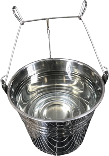 GriMei ペット用 飲水器 犬用 水飲みバケツ ステンレス鋼 吊り下げ式 大型犬 中型犬 小型犬 対応 ケージ固定可能 1.7L 3.5L 5L ペット用品 大容量 簡単取り付け 清潔保持 (シルバー,5L)