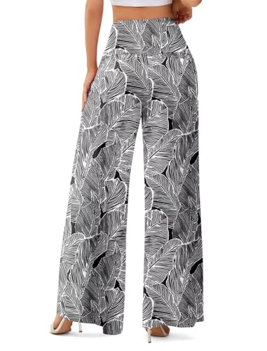 JZC Women's Palazzo Lounge Pants Stretchy Wide Leg Casual Pants Comfy High Waist Flowy Pants S-3XL