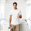 ORJ Camiseta de cuello redondo de algodón para hombre, clásica, lisa, blanca/negra, básica, casual, para uso diario, camiseta interior 4