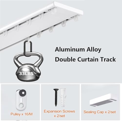 Rail double rideaux plafond aluminium robuste ajustable salon