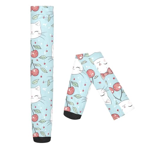 Cute Cats Womens Knee High Socks Cherries Women's Sheers Novelty Long Tube Socks Stocking2