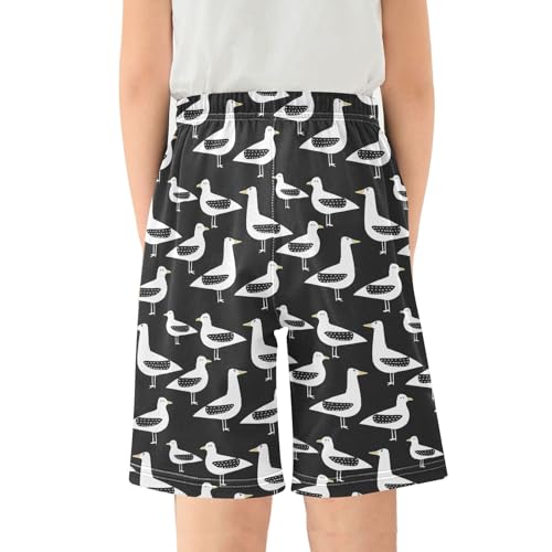 Black White Bird Short Pajama Pants Bottoms Soft Sleepwear with Pockets2