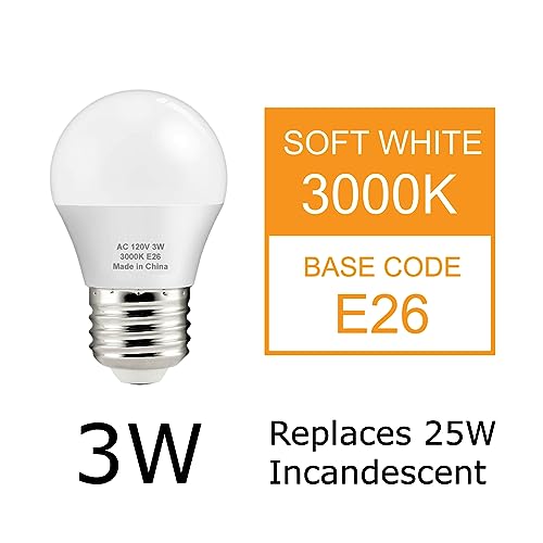 J.lumi Bpc4503 A15 Led Bulb 3W, Compact Size, Night Stand Bulb, Table Lamp Bulb, 25 Watt Light Bulbs, E26 Medium Base, Led Light Bulbs, 3000K Soft White, Not Dimmable (Pack Of 4) #TOP1