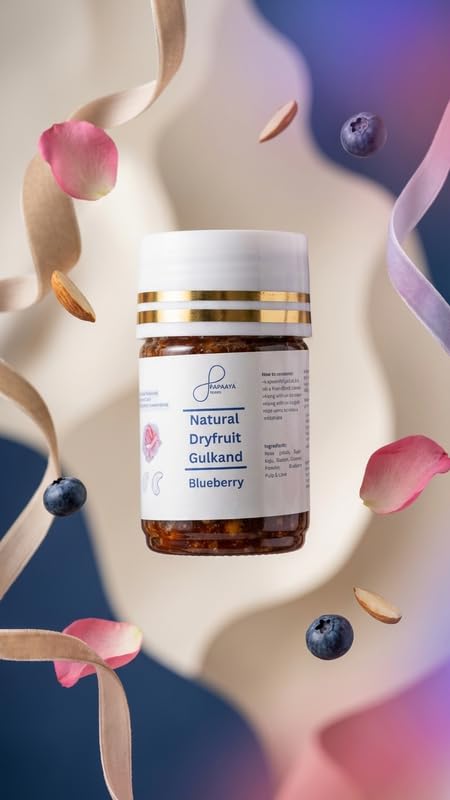 Image of Papaaya Foods Natural Dryfruit Gulkand Blueberry Flavor with Cashews Almonds Fruit Pulp Fusion Sweet Preserve for Daily Use | Size -125gm