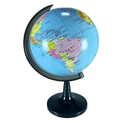 Globo Terrestre Mesa Giratório 20cm Altura Educativo Escolar Geografia Mapa Mundi Político Escritóri