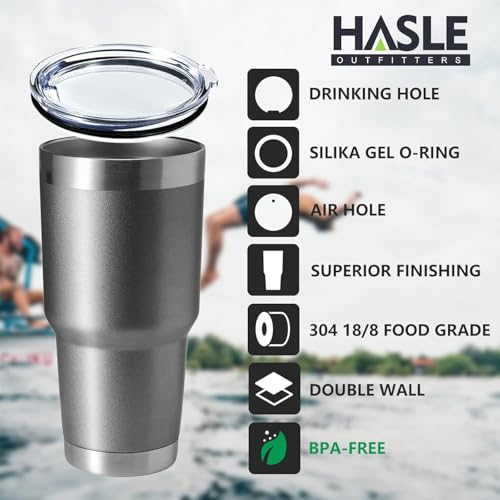 Image of HASLE OUTFITTERS 30oz Stainless Steel Tumbler, Double Wall Vacuum Insulated Travel Mug Tumbler, Durable Insulated Coffee Mug, Gift Box Set (Grey, 12)
