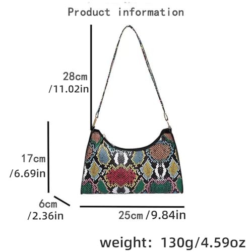 Bolso colorido de hombro para mujer con patrón de serpiente multicolor miniatura 7