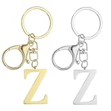 PATIKIL Llavero Inicial, 2 Piezas Llavero Letra A-Z Para Mujeres Colgante Alfabeto Z Para Llaves Bolso De Mano, Oro/Plata