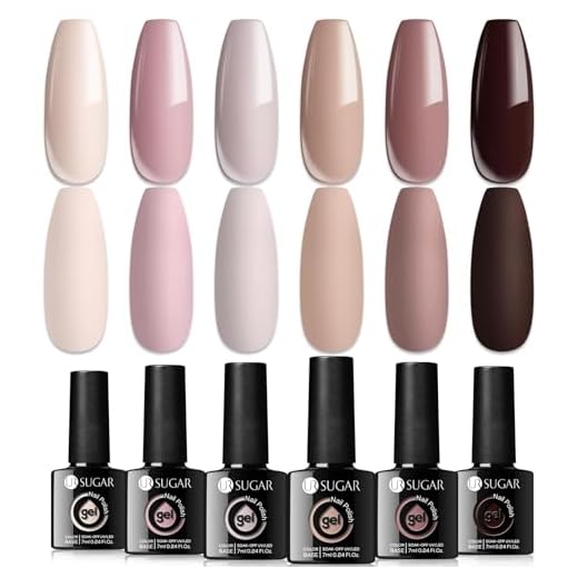 UR SUGAR UV Nagellack Nudefarben Braun Gel Nagellacks Set, 6 Farben Set Nude Rosa Gel für Gelnägel DIY Nail Art Kit für Valentinstag Hochzeit Dating Weihnachtswochenende Party