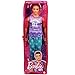 Barbie Ken Fashionistas Doll #165 with Sculpted Brown Hair Wearing Purple “Malibu” Top, Blue Starred Joggers & White Shoes, Toy for Kids 3 to 8 Years Old