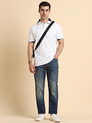 Image of Dennis Lingo Men's Regular Fit Cotton Polo Neck Solid T-Shirt