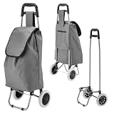 Einkaufstrolley grau | Volumen 45L 40x92x20cm Polyester Metallgestell | Einkaufswagen auf Rollen | Rollwagen Transportwagen | belastbar bis 25 kg (Grau)