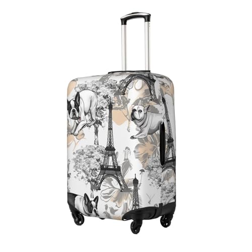Classical Paris Tower Dog Travel Luggage Cover Elastic Suitcase Covers Washable Anti Scratch Luggage Dust Covers Protector, Fits 25-28 inch Luggage, L2