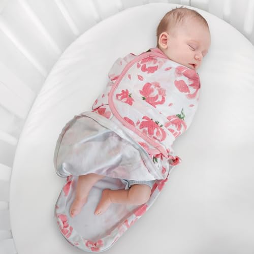Image of GLLQUEN BABY Newborn Swaddles with Zipper, 0-3 Months, Adjustable Hook&Loop | 3-Pack, Baby Girl Swaddles Organic Cotton Womb-Like Nursery Swaddling Blanket reduces startle reflex, Soft & Skin-Friendly