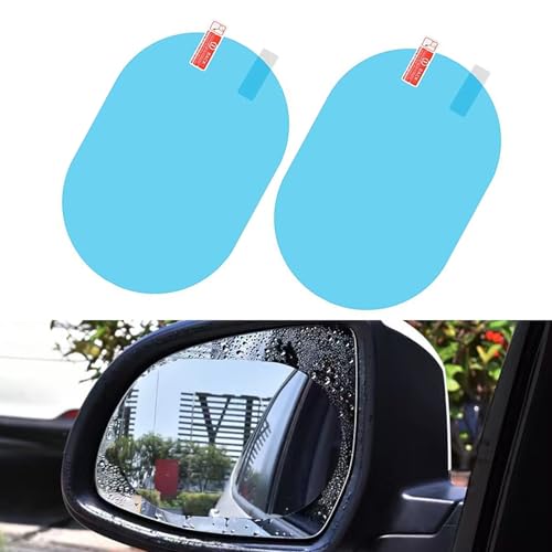 Damwot 2PCS Car Rearview Mirror Film, Waterproof Rainproof Transparent Film, Anti Fog Glare Mirror Film, 3.7 x 5.3Inch Car Rearview Mirror Stickers, Universal for Most Cars, Trucks
