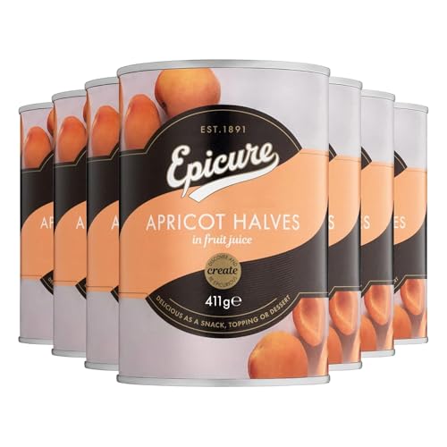Epicure - Epicure Tinned Apricot Halves, Delicious Snack in Fruit Juice, 415 g (Pack of 12)