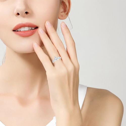 Infinity Twist Marquise Cut Moissanite Engagement Ring Set for Women, 1.0 Carats Center Moissanite Wedding Ring Sets Infinity Moissanite Bridal Ring Set Promise Ring Platinum Plated Silver2