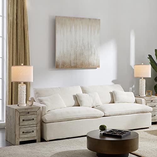 Set Of 2 Rustic Touch Table Lamps For Living Room, 3 Way Dimmable With 2 Usb Port Farmhouse Lamps For Bedroom Nightstand, White Vintage Resin Bedside Desk Lamp, Led Bulbs Included (White) #TOP6