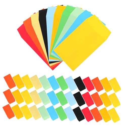 Garneck 50個 彩色小信封 小型 紙製 耐摩耗性 手紙やカード収納用 おしゃれな混色デザイン 防湿接着付き 携帯便利 コンパクト
