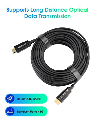 Kobilar 8K@60Hz /4K@120Hz Hdmi Cable -Optical Fiber Cable, Hdmi 2.1 Cable,Ultra High Speed Hdmi Cable,48Gbps,One Direction,For Ps5/Ps4,Uhd Tv,Home Theater,Xbox,Audio Receiver #TOP1