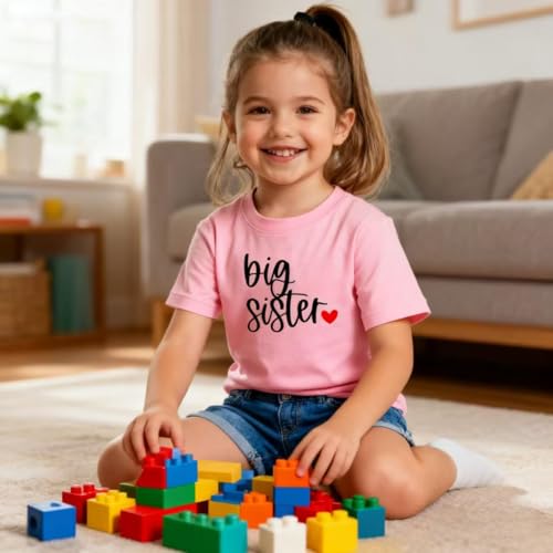 Image of Big Sister Shirt for Girls Toddler Kids Pregnancy Announcement Promoted to Big Sis T-Shirt Summer Short Sleeve Top