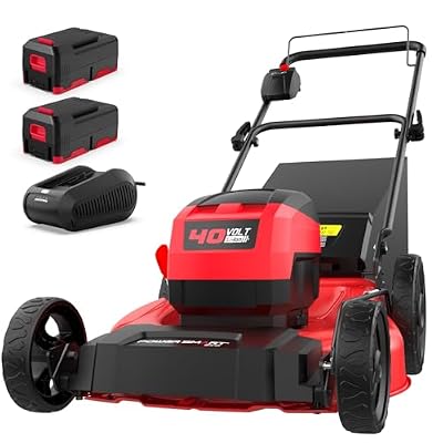 PowerSmart 40V 21" Cordless Lawn Mower, Up to 1/4 Acre, 2 x 40V 4.0Ah Batteries and a Charger Included, 6-Position Height Adjustment