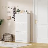 AVC Designs 3 Drawer Grey White Pine Shoe Storage Cabinet Cupboard Rack Space (White) - Image 3