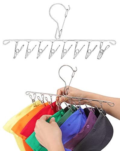 YI Boutique 2 Stück Hut Organizer Kleiderbügel, Kappenorganizer mit 20 Clips, Keine Installation erforderlich Platzsparend Hut Aufbewahrung für Baseballkappen Wintermützen Zubehör Socken thumbnail